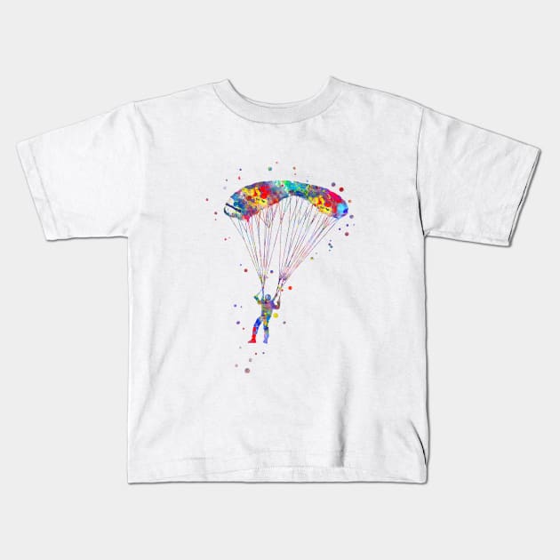 Paraglider flying Kids T-Shirt by RosaliArt